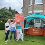 Annie, our Fundraising and Relationship Manager, Robert, one of our volunteers, and Carolyn, the Chair of our Board of Trustees, at the garden party.